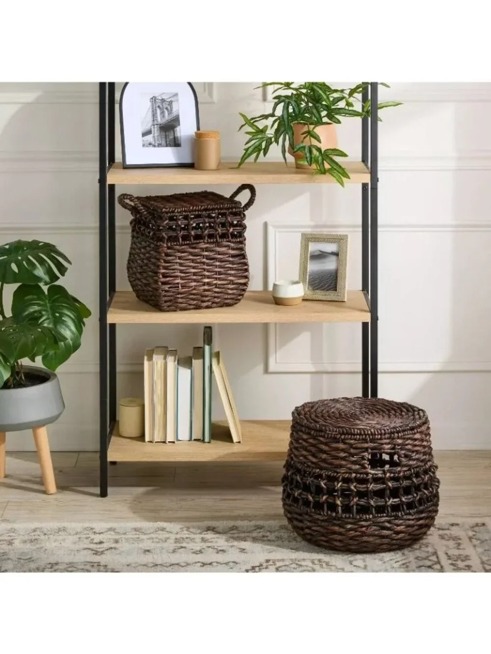 Rounded Square Woven Basket with Lid, Chocolate Brown   - Threshold, Target
